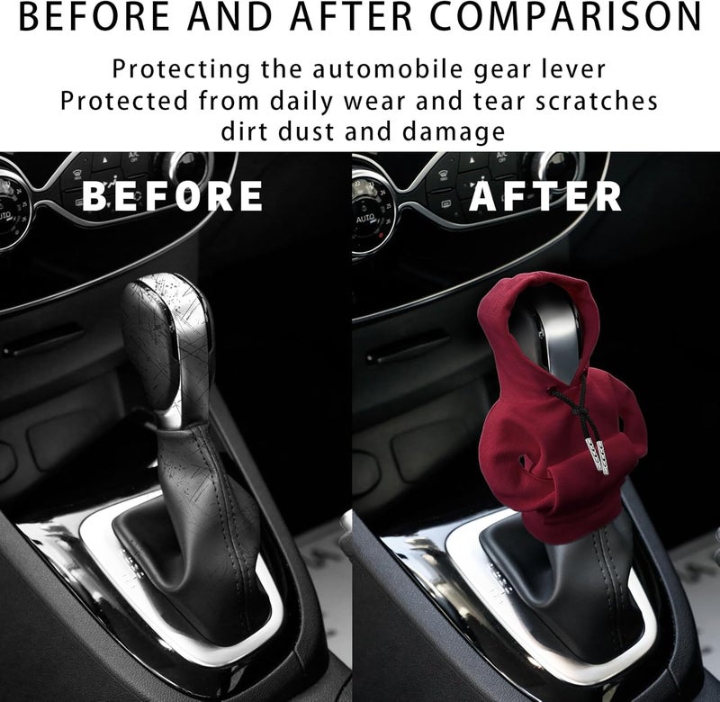 vvag Gear Shift Hoodie,Universal Shift Knob Hoodie, 4.7 Inch Car Shifter Stick Protector Decoration, Funny Hoodie Car Gear Shift Cover, Auto Interior Accessories Shifter Hoodie (Red) - Image 3